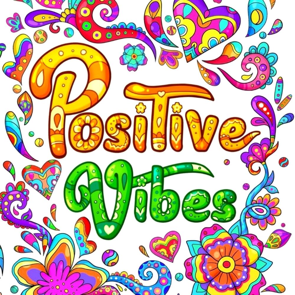 Adult Coloring Book - Positive Vibes